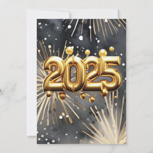Invitation Feu d'artifice de la Parties scintillant d'or 2025 (Dos)