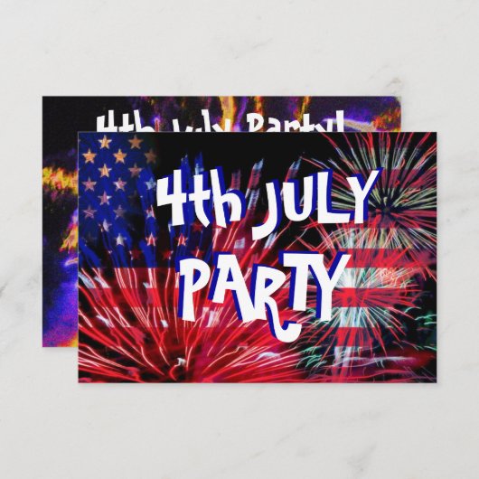 Invitation Feu d'artifice du 4 juillet (Devant / Derrière)