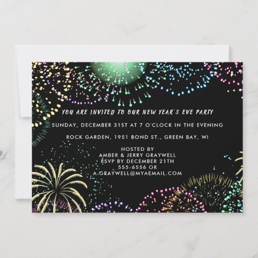 Invitation Feu d'artifice du Nouvel An (Devant)