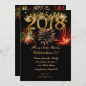 Invitation Feu d'artifice du Nouvel An 2018 (Devant / Derrière)