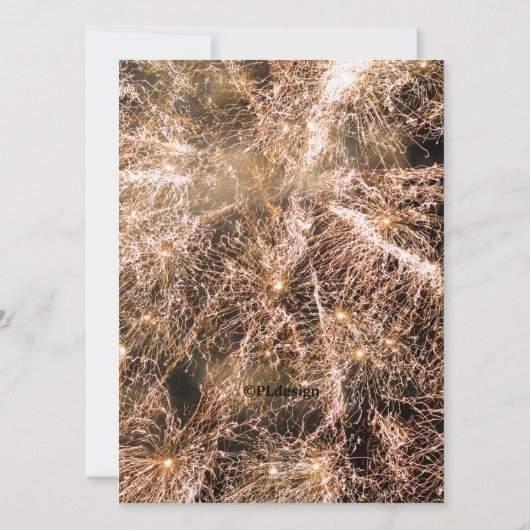 Invitation Feu d'artifice en or brillant Abstrait (Dos)