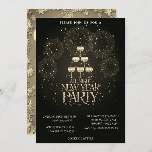 Invitation Feu d'artifice en verre de Champagne Compagnie de (Devant / Derrière)