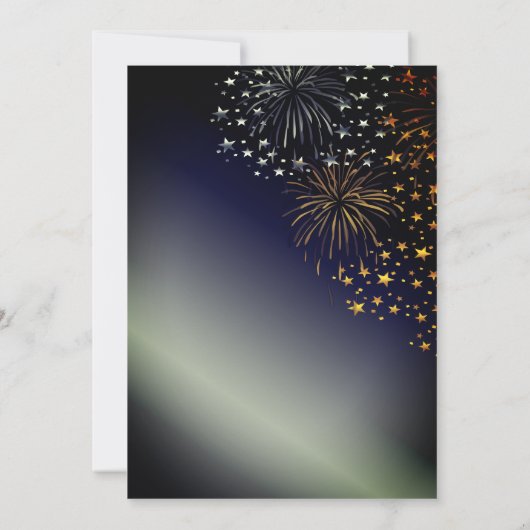 Invitation Feu d'artifice et étoiles Nuit Ciel Nouvel An Soir (Dos)