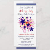 Invitation Feu d'artifice et étoiles sur le parti White 4 jui (Devant / Derrière)