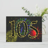 Invitation Feu d'artifice explosant 105e anniversaire de fête (Debout devant)