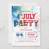 Invitation Feu d'artifice I Elegant Quart Juillet (Devant)