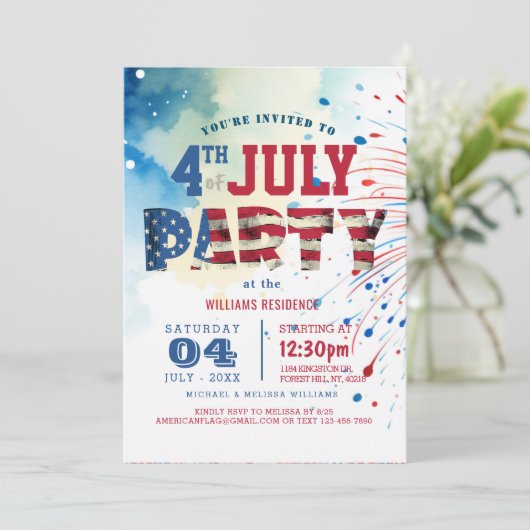 Invitation Feu d'artifice I Elegant Quart Juillet (Debout devant)