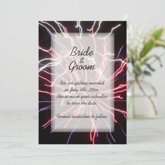 Invitation Feu d'artifice mariage Enregistrer la date Faire-p (Debout devant)