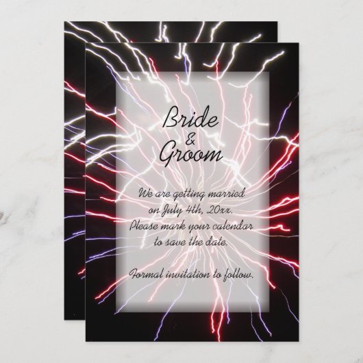 Invitation Feu d'artifice mariage Enregistrer la date Faire-p (Devant / Derrière)