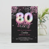 Invitation Feu d'artifice moderne 80e Pink Foil (Debout devant)