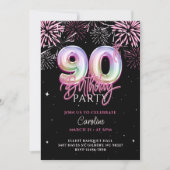 Invitation Feu d'artifice moderne 90e Pink Foil (Devant)