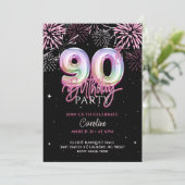 Invitation Feu d'artifice moderne 90e Pink Foil (Debout devant)