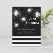 Invitation Feu d'artifice noir et blanc 21e anniversaire Invi (Debout devant)
