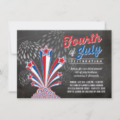 Invitation Feu d'artifice patriotique 4 juillet Rustique BBQ (Devant)