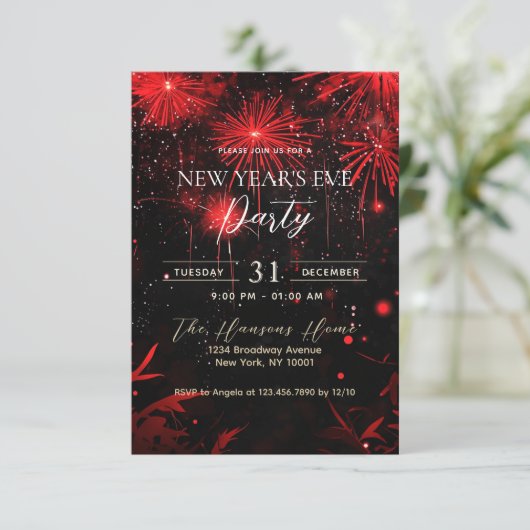 Invitation Feu d'artifice Rouge et Noir fête de la Saint Sylv (Debout devant)