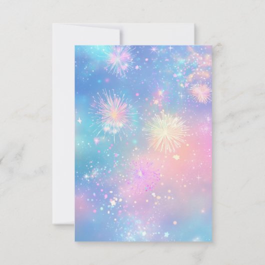 Invitation Feu d'artifice scintillant Fête du Nouvel An bleu (Dos)