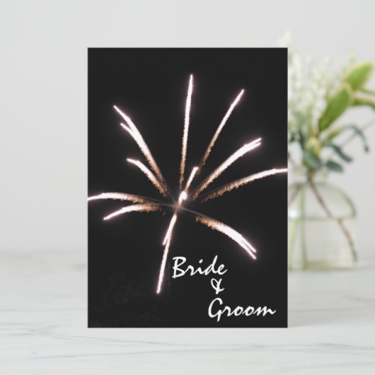 Invitation Feu d'artifice sur le Mariage d'été noir (Debout devant)