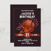 Invitation Feu de basket moderne (Devant / Derrière)