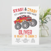 Invitation Feu de Camion Monster Smash & Crash Anniversaire (Debout devant)