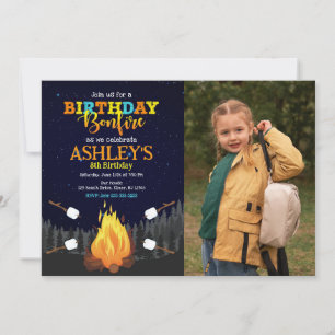 Invitation Feu de camp en plein air pour anniversaire avec de