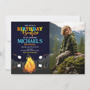 Invitation Feu de camp en plein air pour anniversaire avec de