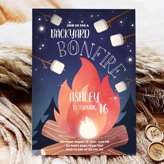 Invitation Feu de camp extérieur Camping Glamping Anniversair