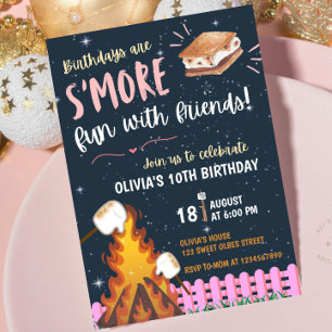 Invitation Feu de camp S'more Filles Amusement Amis Camping