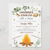 Invitation Feu de camp S'mores Baby shower de verdure (Devant)