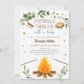 Invitation Feu de camp S'mores Baby shower de verdure (Devant)