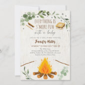 Invitation Feu de camp S'mores Baby shower de verdure (Devant)