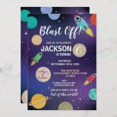 Invitation Feu de fête d'anniversaire de Galaxy (Devant / Derrière)