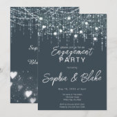 Invitation Feu de fiançailles gris et blanc (Devant / Derrière)