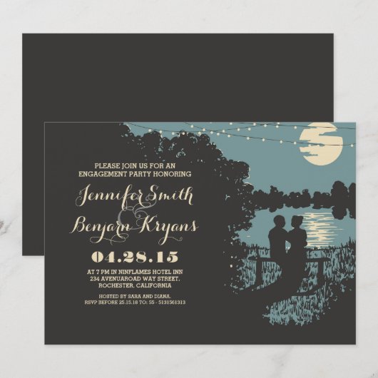 Invitation Feu de fiançailles romantique (Devant / Derrière)
