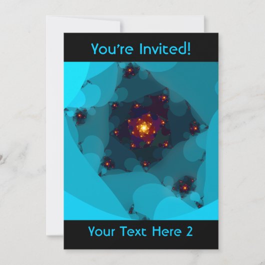 Invitation Feu de glace. Art Fractal. Bleu. (Devant)