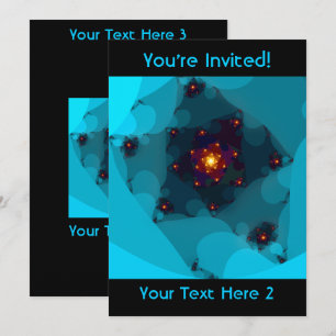 Invitation Feu de glace. Art Fractal. Bleu.