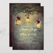 Invitation Feu de graduation rustique des lanternes (Devant / Derrière)