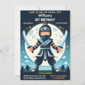 Invitation Feu de guerre Fight Boy Moon Ninja Guerrier 1er an (Devant)