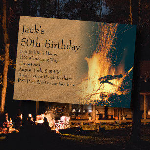 Invitation Feu de joie de fête d'anniversaire dans la cour