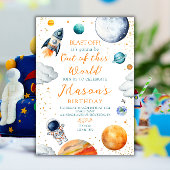 Invitation Feu de l'astronaute de fusée dans l'espace extra-a