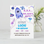 Invitation Feu de l'espace extra-atmosphérique Anniversaire (Debout devant)
