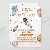 Invitation Feu de l'espace extra-atmosphérique Anniversaire (Devant / Derrière)