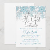 Invitation Feu de neige Bébé Il fait froid dehors Baby shower (Devant / Derrière)