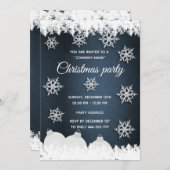 Invitation Feu de Noël d'entreprise bleu marine (Devant / Derrière)