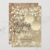 Invitation Feu de Noël d'entreprise en or (Devant / Derrière)
