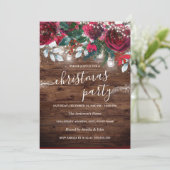 Invitation Feu de Noël rouge rustique (Debout devant)