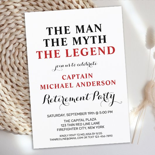 Invitation Feu de pompiers Légende Mince Red Line Parti de re