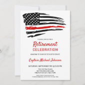 Invitation Feu de retraite de pompier Mince ligne rouge (Devant)