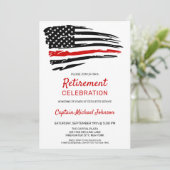 Invitation Feu de retraite de pompier Mince ligne rouge (Debout devant)