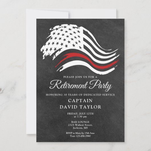 Invitation Feu de retraite pompier Thins Red Line (Devant)