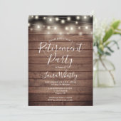 Invitation Feu de retraite Rustique à cordes de bois (Debout devant)